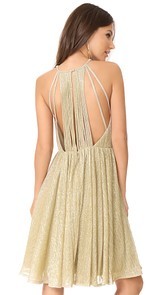 Halston Heritage Metallic Back Strap Dress