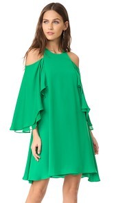 Halston Heritage Cold Shloulder Ruffle Dress