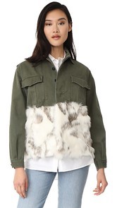 Harvey Faircloth Military Jacket with Faux Fur Trim