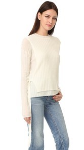 Helmut Lang Merino Wool Tie Side Ribbed Sweater