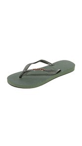 Havaianas Slim Logo Metallic Flip Flops