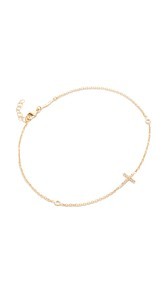 Jacquie Aiche 14k Gold Pave Cross Diamond Anklet