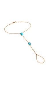 Jacquie Aiche Turquoise &amp; Diamond Hand Chain