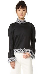 Jonathan Simkhai Embroidered Mock Neck Top
