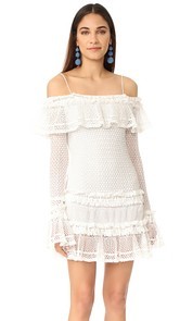 Jonathan Simkhai Ruffle Crochet Long Sleeve Mini Dress