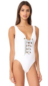 Karla Colletto Iris Lace Up Swimsuit