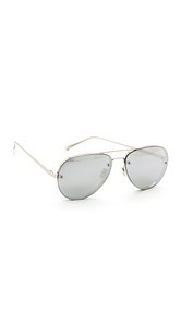 Linda Farrow Luxe White Gold Mirrored Aviators