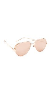 Linda Farrow Luxe Side Shield Aviator Mirrored Sunglasses