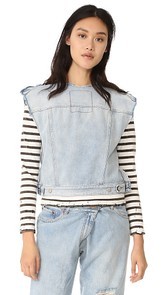 MM6 Frayed Denim Top