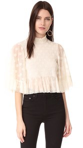 McQ - Alexander McQueen Smocked Ruffle Top