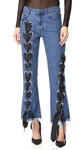 Marques Almeida Cropped Lace Up Capri Denim Trousers