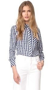 Milly Gingham Button Down Shirt