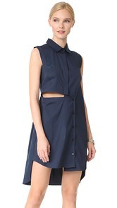 Milly Cotton Poplin Cutout Shirtdress