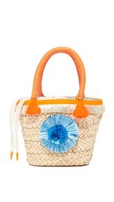 Milly Pom Pom Straw Small Tote
