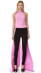 Monique Lhuillier Sleeveless Top with Train