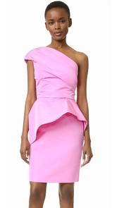 Monique Lhuillier One Shoulder Peplum Dress