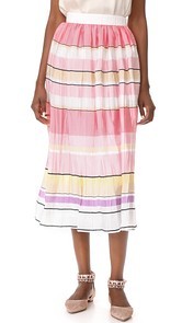 Monique Lhuillier Stripe Midi Skirt