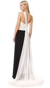 Monique Lhuillier One Shoulder Draped Top