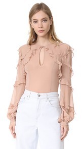 Nicholas Silk Georgette High Neck Ruffle Blouse