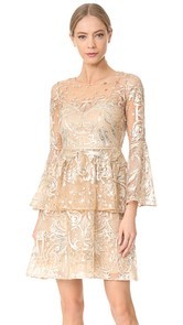 Marchesa Notte Embroidered Cocktail Dress