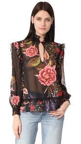 Nicholas Peony Floral Ruffle Shirt