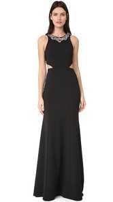 Marchesa Notte Crepe Gown with Cutouts