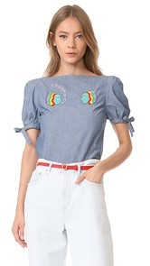 Olympia Le-Tan Grape Ape Embroidered Blouse