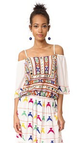 Pia Pauro Open Shoulder Embroidered Dress