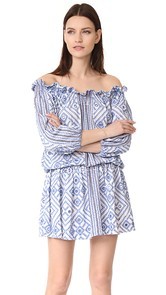 Pia Pauro All Over Embroidery Off Shoulder Dress