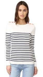 Petit Bateau Striped Button Embellished Sweater