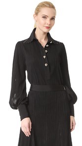 Prabal Gurung Long Sleeve Polo Blouse