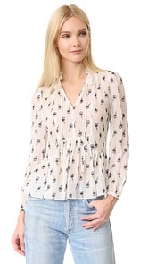 Rebecca Taylor Long Sleeve Tie Neck Top
