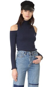 Rebecca Taylor Open Shoulder Ribbed Pullover