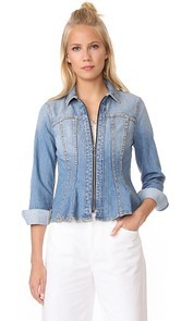 Rebecca Taylor Denim Peplum Jacket