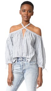 Rebecca Taylor Off Shoulder Stripe Top