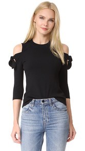 Rebecca Taylor Open Shoulder Ribbed Top