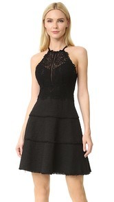 Rebecca Taylor Sleeveless Tweed and Lace Dress