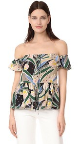 Rochas Print Off Shoulder Top