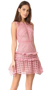 Self Portrait Crosshatch Frill Mini Dress