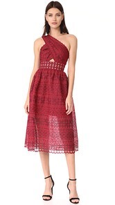 Self Portrait One Shoulder Cutout Midi Dress