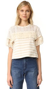 See by Chloe Striped Fringe Tee