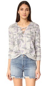 SUNDRY Camo Lace Up Hoodie