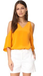 Tibi V Neck Silk Top