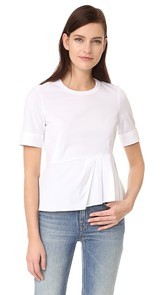 Veronica Beard Short Sleeve Peplum Top