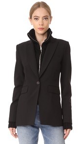 Veronica Beard Long &amp; Lean Jacket with Black Upstitch