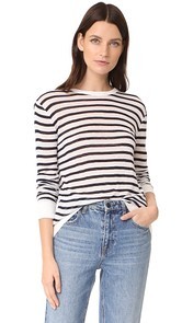 T by Alexander Wang Striped Rayon Linen Tee