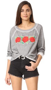 Wildfox Three Rose Embroidered Sweatshirt