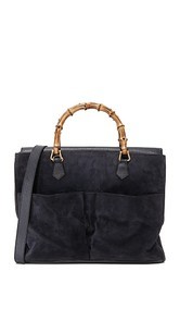 What Goes Around Comes Around Gucci Suede Bamboo Tote (Previously Owned)
