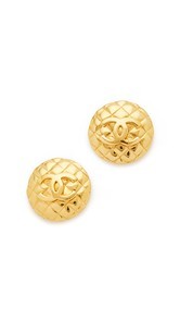 What Goes Around Comes Around Chanel Quilted Button Clip On Earrings (Previously Owned)