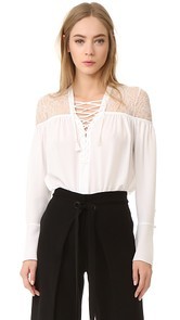 Yigal Azrouel Lace Up Ruched Top